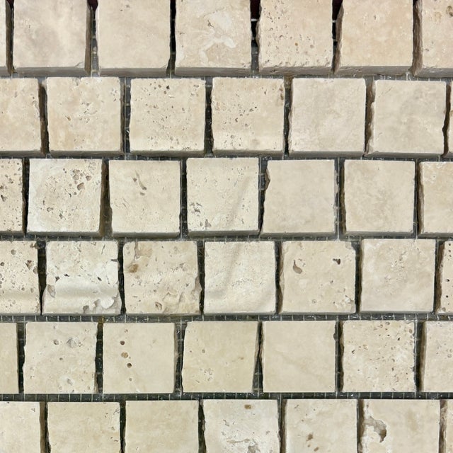 Polished and unfilled angers travertine broken tessere decorative mosaic tile. Suitable for use in vertical and horizontal...