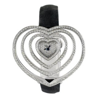 Chopard Heart Shaped Diamond 13/7172-20 48mm 18k White Gold Quartz Watch For Sale