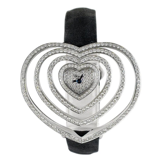 Chopard Heart Shaped Diamond 13/7172-20 48mm 18k White Gold Quartz Watch For Sale