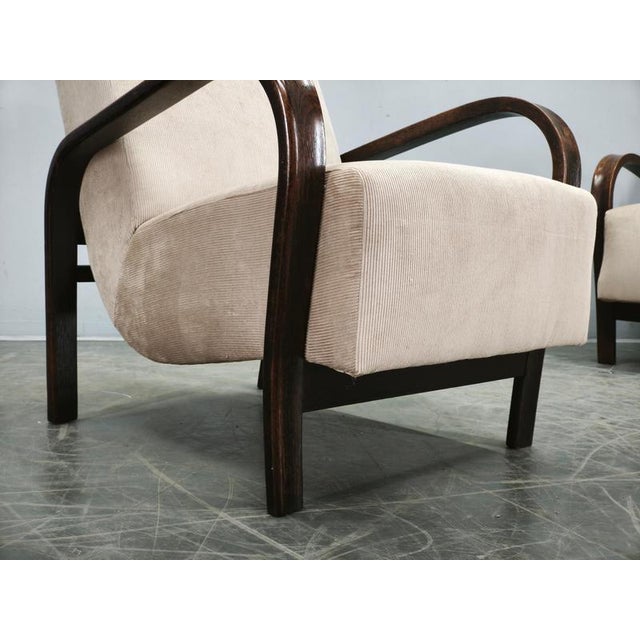Beige Vintage Lounge Chairs by Kropáček & Kozelka for Interior Prague, 1940s, Set of 2 For Sale - Image 8 of 15