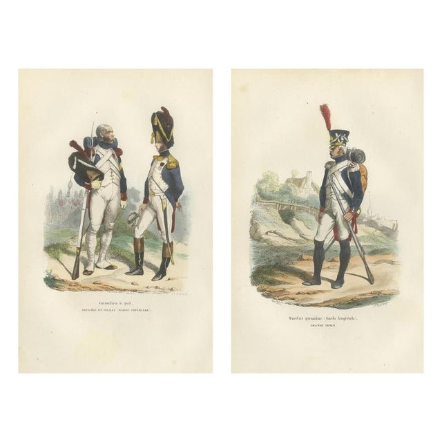 Gold Napoleonic Imperial Guard Grenadiers, 1843, Paper, Set of 2 For Sale - Image 8 of 11