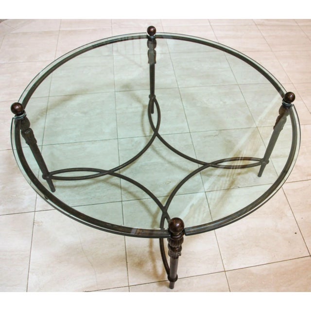 Neoclassical Michael Taylor Designs Montecito Round Glass Outdoor Coffee Table For Sale - Image 3 of 14