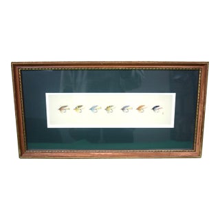 "7 Wet Trout Flies" 1997 Watercolour by Harry Spencer For Sale