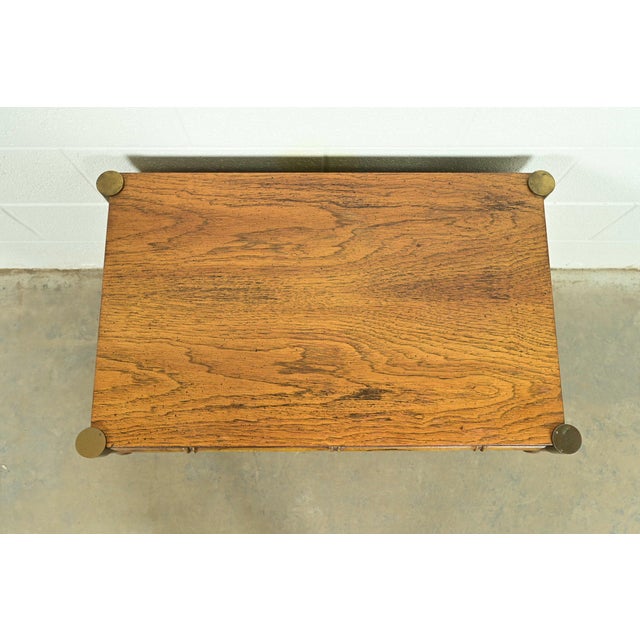 Mid-Century Hollywood Regency Campaign Carved Walnut Faux Bamboo Nightstand by Stanley, Circa 1960s For Sale - Image 12 of 15