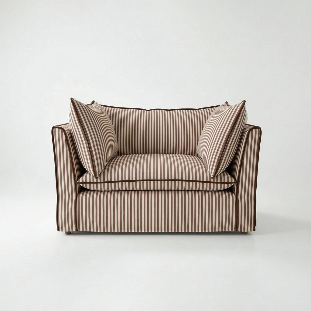 Sophie Conran Coco Loveseat Narrow Chocolate Stripe with Piping