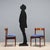 Set of four vintage dining chairs with exposed wooden frames, foam-padded seats, and original period blue fabric...