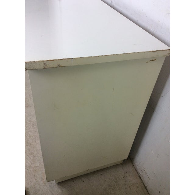 Metal Mid Century Space Age Style Lowboy Dresser With Mounted Mirror & Yellow Drawer Faces For Sale - Image 7 of 18