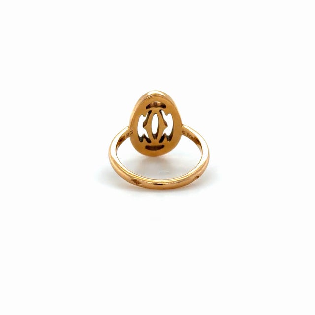 Cartier Cartier 18k Rose Gold Ring With Logo Double C Motif and Diamond Halo, Size 5.25 For Sale - Image 4 of 6
