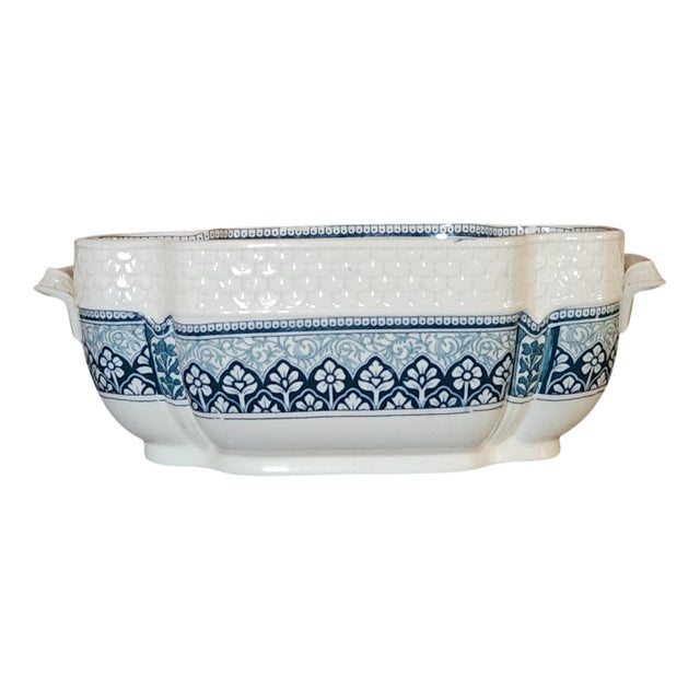 Large Antique French Square Bowl or Jardiniere from Le Grand Dépôt Emile Bourgeois, 19th Century For Sale