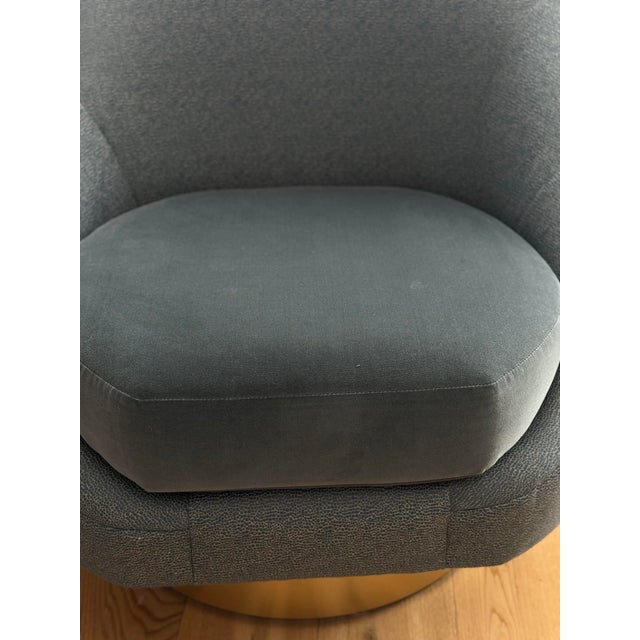 Textile Shine by s.h.o - Sandrine Chair - Modern Asymmetrical Velvet Lounge Chair With Solid Brass Swivel For Sale - Image 7 of 8