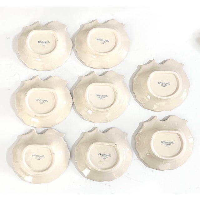 Vintage Coastal Shell Dishes Nautical Appetizer Plates, Blue Green Scallop Edge Seafood Serveware - Set of 8 For Sale - Image 9 of 10