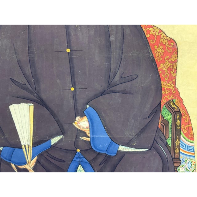 Antique Chinese Qing Dynasty Ancestor Portraits, Pair For Sale In San Francisco - Image 6 of 12
