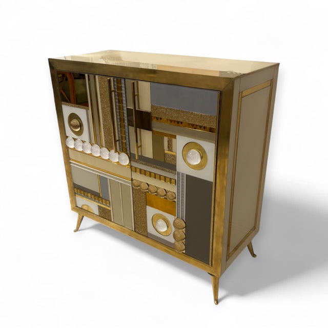 White and Gold Murano Glass Chest of Drawers, 1950s For Sale - Image 12 of 12