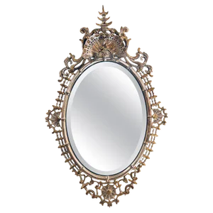 Silver and Gold Leaf Decorator Wall Mirror Having a Web Design and Dancing Bear