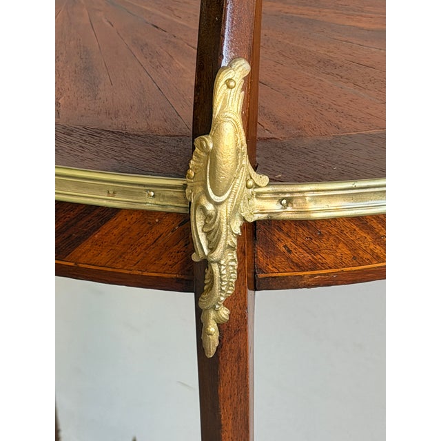 Vintage French Louis XV Style Marquetry Two-Tier Étagère Side Table For Sale - Image 10 of 10