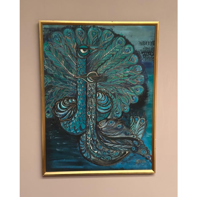 Covey/Givell, Peacocks, 1974, Oil on Canvas, Framed For Sale - Image 4 of 18