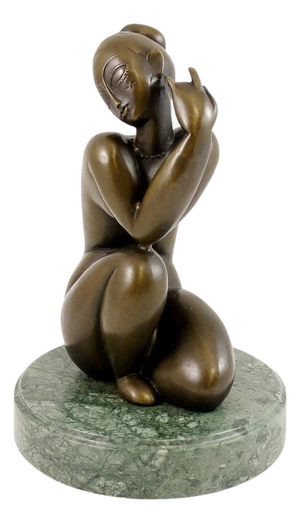 Art Deco Female Nude Sculpture, 20th Century, Patinated Bronze