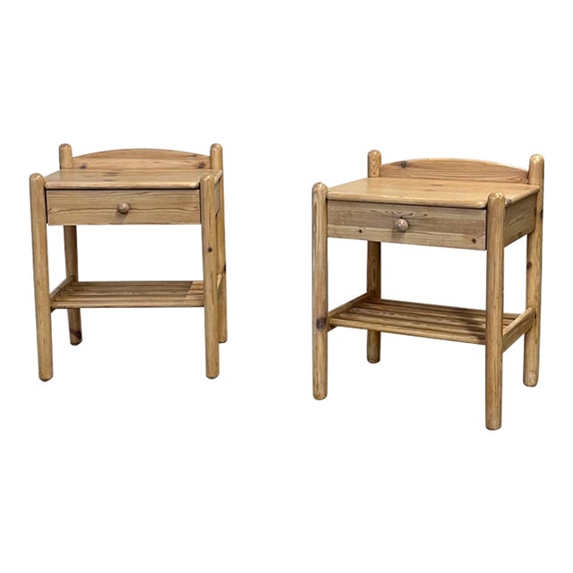 1990s White Washed Pine Nightstands- Pair For Sale