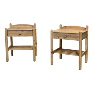 1990s White Washed Pine Nightstands- Pair