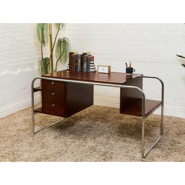 Modern Mid 20th Century Ralph Lauren Tubular Wood Desk For Sale - Image 3 of 12