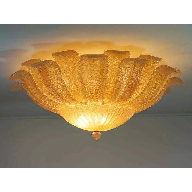 Flower Ceiling Lamp Murano Art Glass in Golden Powder from Barovier, 1990s For Sale - Image 8 of 12