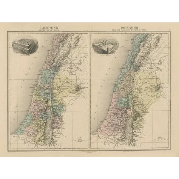 Tribes and Maccabees Antique Map by Migeon, 1892 For Sale - Image 3 of 13