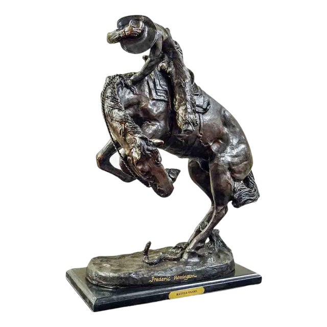 "Rattlesnake" Frederic Remington Bronze Tabletop Statue For Sale