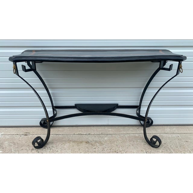 Vintage Hand Wrought Iron Marble Topped Console After Maitland Smith For Sale In Philadelphia - Image 6 of 11