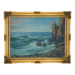 1930s Antique Impressionist Seascape at Sunset