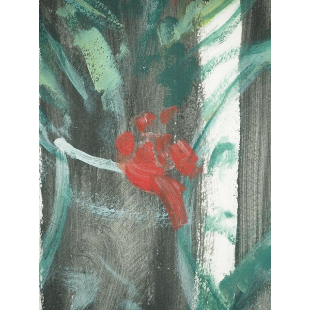 Modern Roger Crusat, Bouquet of Red Anemones, Gouache For Sale - Image 3 of 5