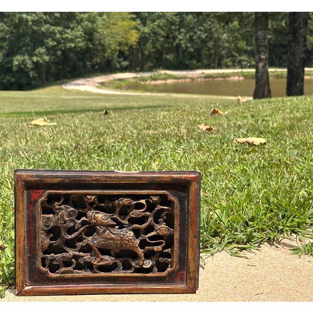 Antique Chinese Gilt Lacquered Qilin Architectural Panel For Sale - Image 17 of 17