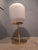 Gold Satin Brass & Large Ribbed Milky Glass Floor Lamp For Sale - Image 8 of 17