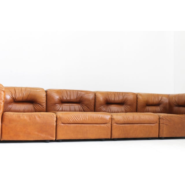 Vintage Modular Sofa in Cognac Leather, Italy, 1970s, Set of 4 For Sale - Image 3 of 13