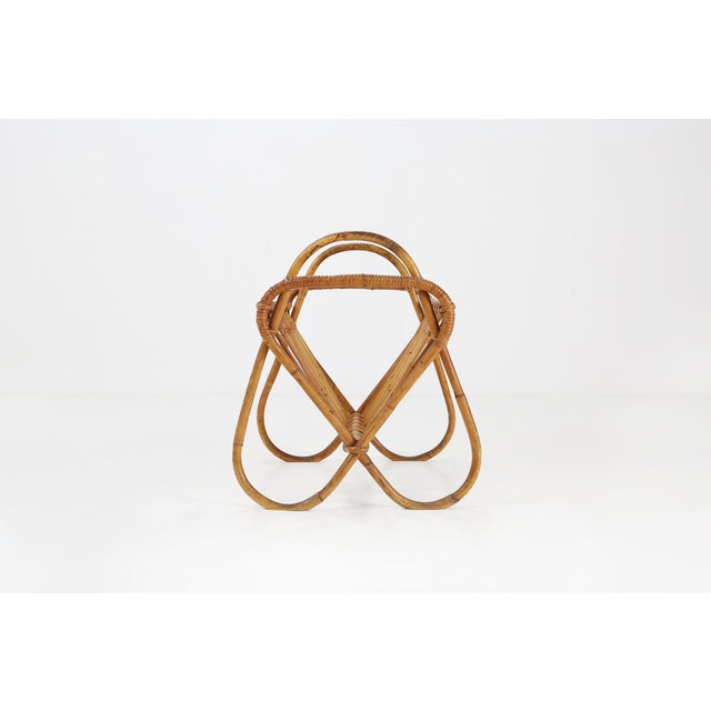 Vintage French Rattan Magazine Rack, 1950s For Sale - Image 4 of 12