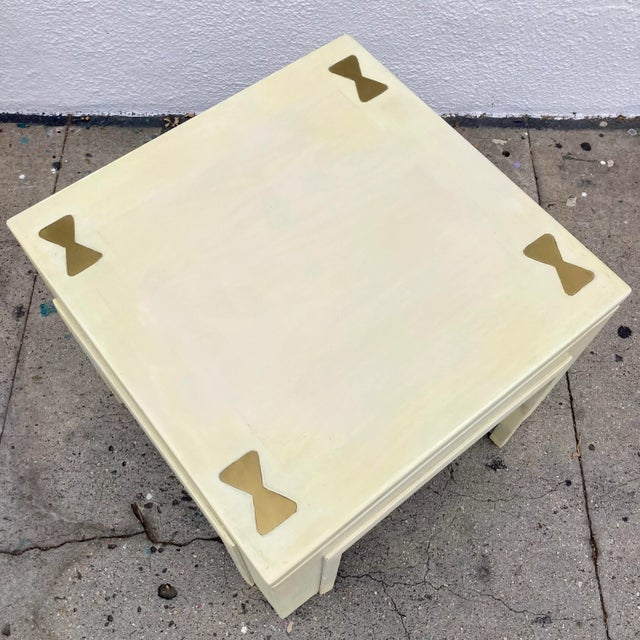 1950s James Mont Ming Style Cocktail Table With Brass Insets For Sale - Image 5 of 12