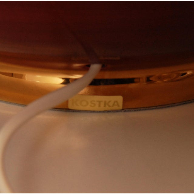 Vintage Table Lamps Red Gold Ceramic Vase Lamps France 1970s - A Pair For Sale - Image 6 of 12