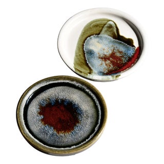 Mineral Glaze Ceramic Plate Duo by Barbara Stehr, 1970s, Set of 2 For Sale