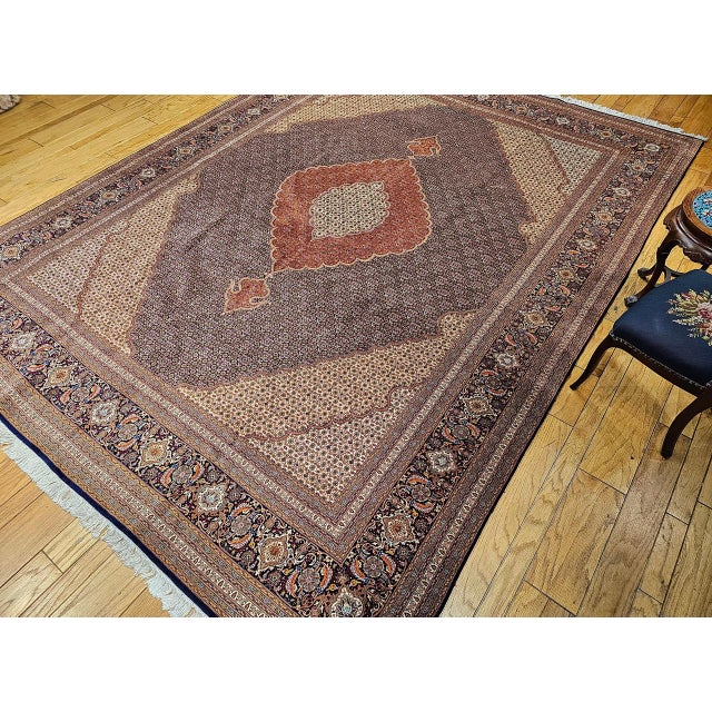 Textile Antique Tabriz Mahi Rug, Hand-Knotted Wool & Silk, Herati Geometric Pattern, 10x13 For Sale - Image 7 of 16