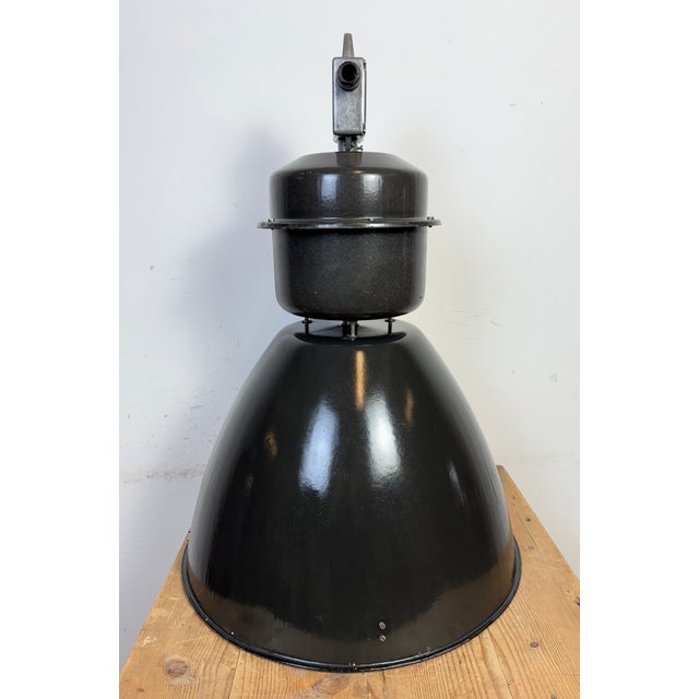 Large Industrial Black Enamel Pendant Lamp from Elektrosvit, 1960s For Sale - Image 13 of 17