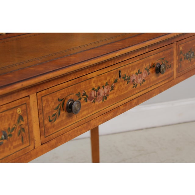 Vintage Edwardian Satinwood Painted Carlton House Desk For Sale - Image 12 of 18