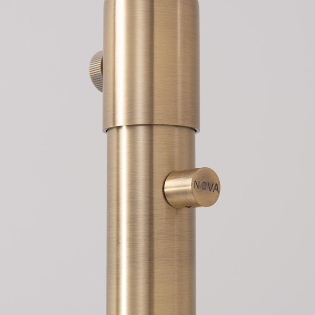 Nova Minimalist Luna Torchiere Floor Lamp 70" H - Mid-Century Modern, Red Gold Shade, Weathered Brass, Dimmable, Bulb Included For Sale - Image 4 of 7