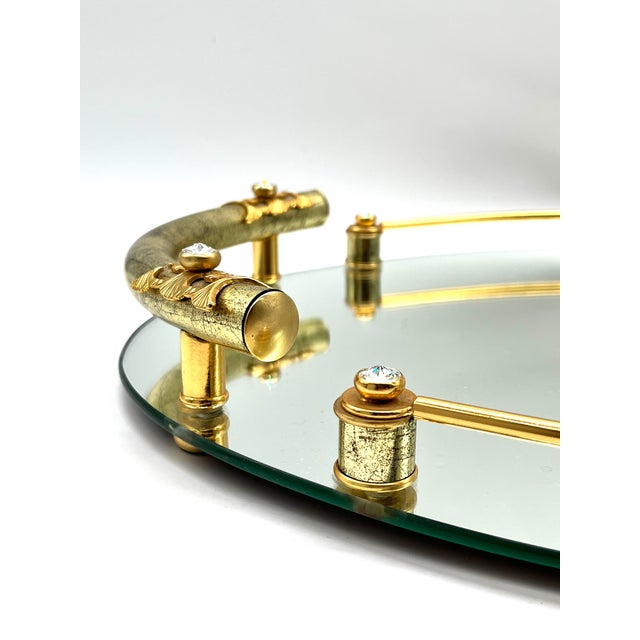 Hollywood Regency 24k Gold-Plated Mirrored Tray from Dimart Milano, Italy, 1980s For Sale - Image 11 of 18