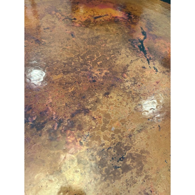 Beautiful Hammered Copper Coffee Table with iron base.