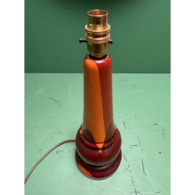 Brown Mid-Century Scandinavian Turned Teak Table Lamp, 1960s For Sale - Image 8 of 10