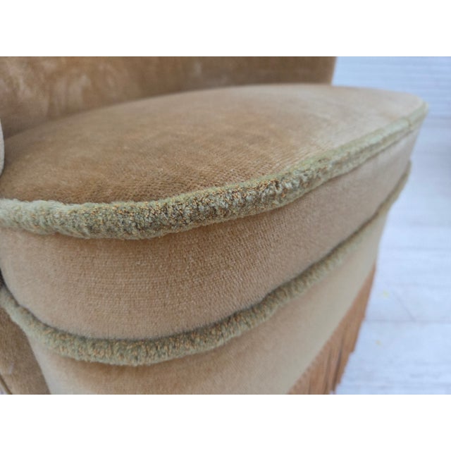 Danish Armchair in Light Green Furniture Velour, 1970s For Sale - Image 14 of 17