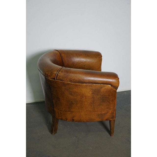 Vintage Dutch Cognac Leather Club Chair For Sale - Image 8 of 18