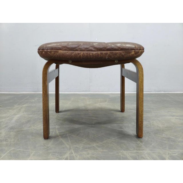 Leather Ottoman attributed to Ingmar Relling for Westnofa, Norway, 1960s For Sale - Image 6 of 12