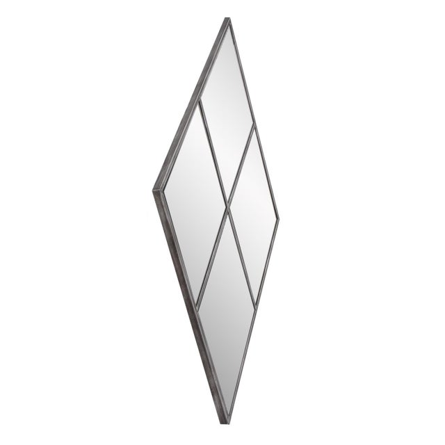 Industrial Diamond Windowpane Mirror For Sale - Image 3 of 7