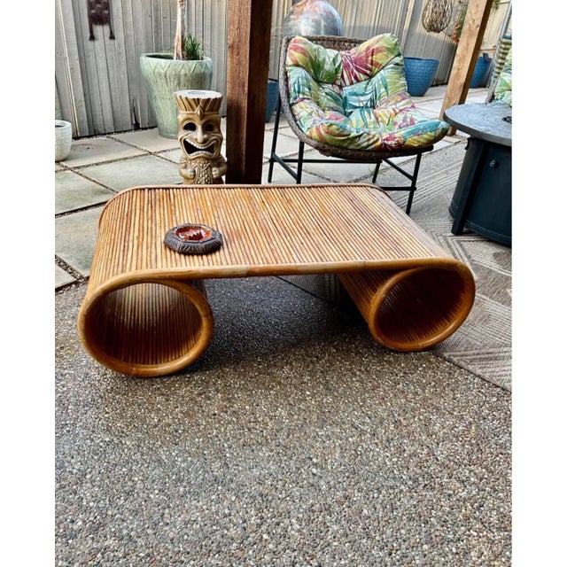 Coastal 1970s Gorgeous Pencil Reed Bamboo Coffee Table For Sale - Image 3 of 7