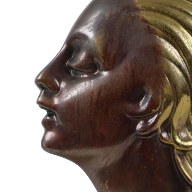 Bronze Art Deco Sculpture of a Woman on Marble, 1930s For Sale - Image 13 of 16